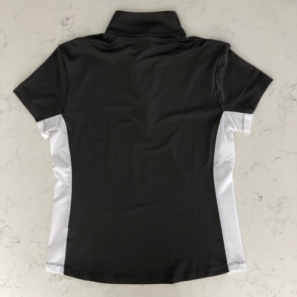 Maggie Lane Athletic Short Slv 1/4 Snap Hi Neck Golf Shirt Grey Wht Pink Sz S - Picture 4 of 10
